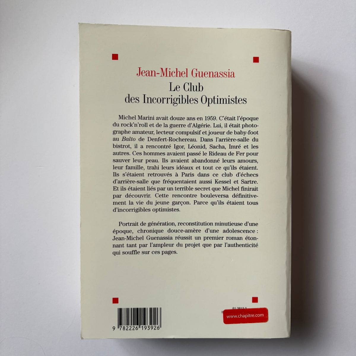 Le Club des Incorrigibles Optimistes - Jean-Michel Guenassia